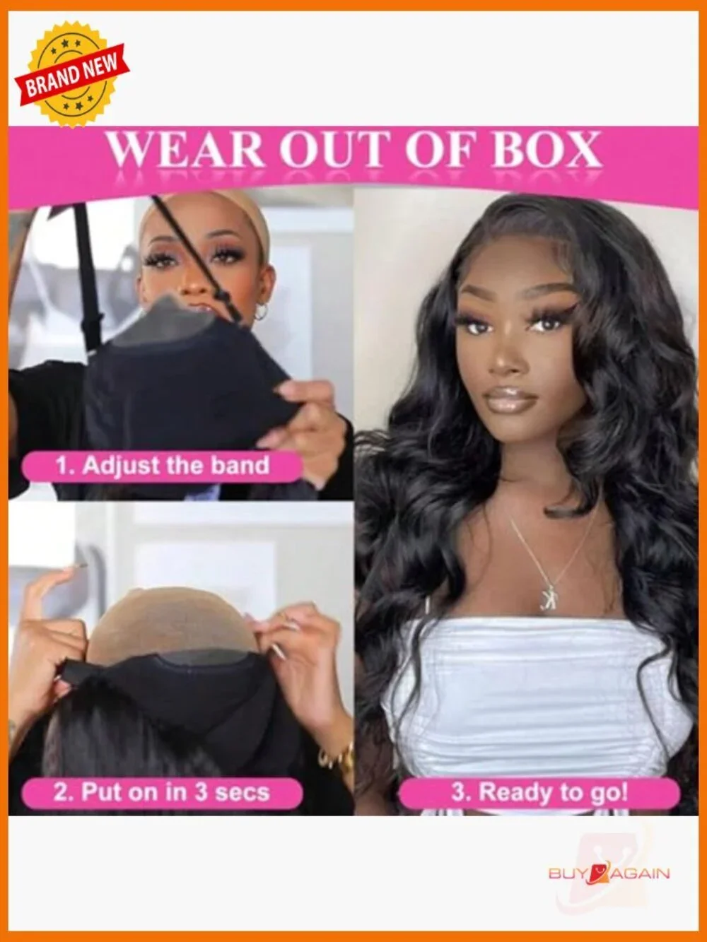 Glueless 5x5 Lace Front Wig Human Hair Body Wave 24 Inch 180% Density